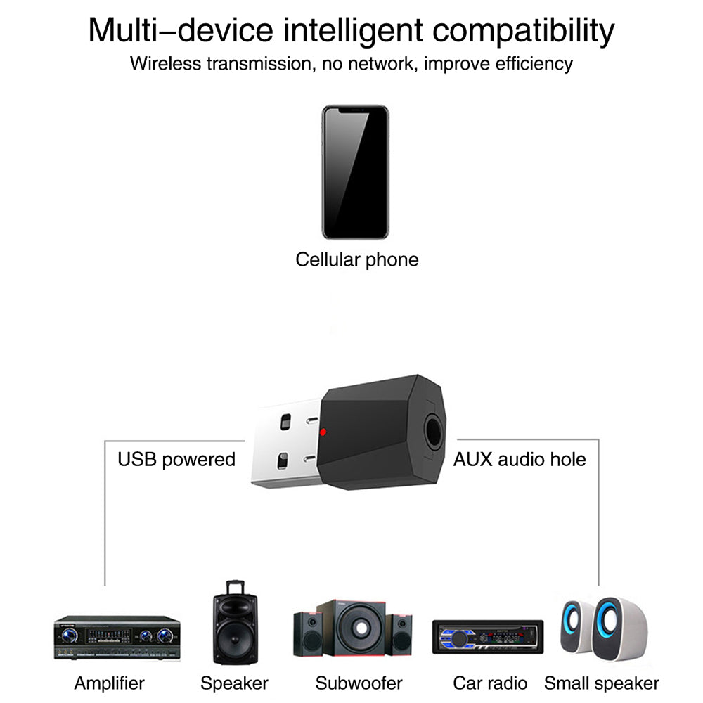 USB Bluetooth Adapter Wireless Audio Receiver 3.5mm Computer / Car Bluetooth 4.2 Music Receiver