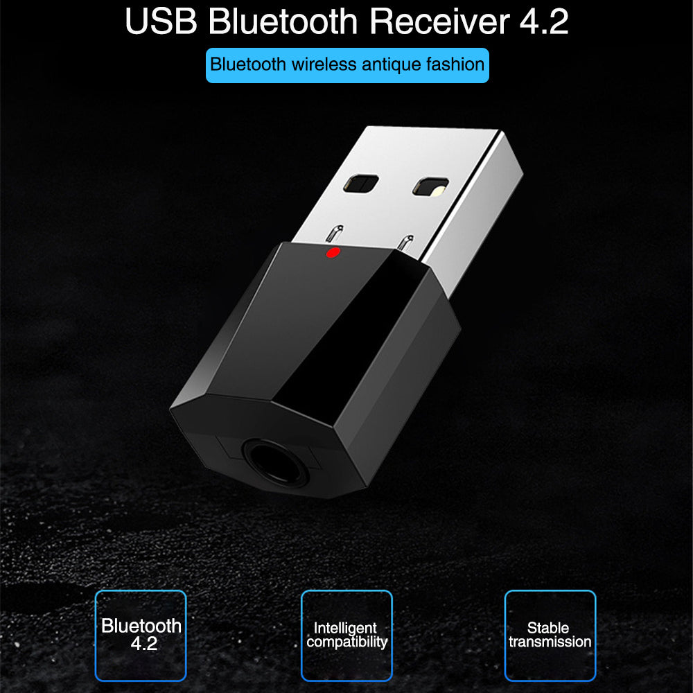 USB Bluetooth Adapter Wireless Audio Receiver 3.5mm Computer / Car Bluetooth 4.2 Music Receiver