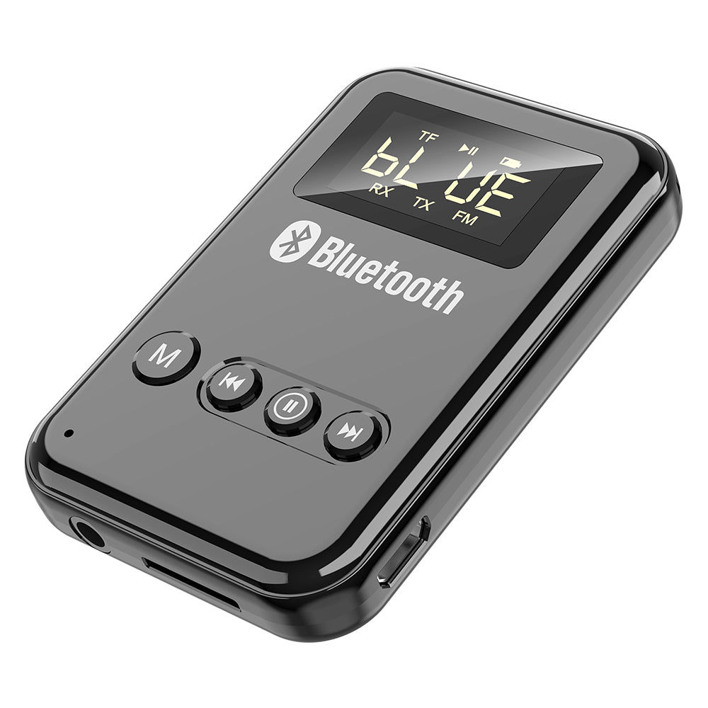 K6 2-in-1 Bluetooth 5.0 Receiver Transmitter RCA 3.5mm AUX Audio FM Adapter for Car TV Speaker - Black