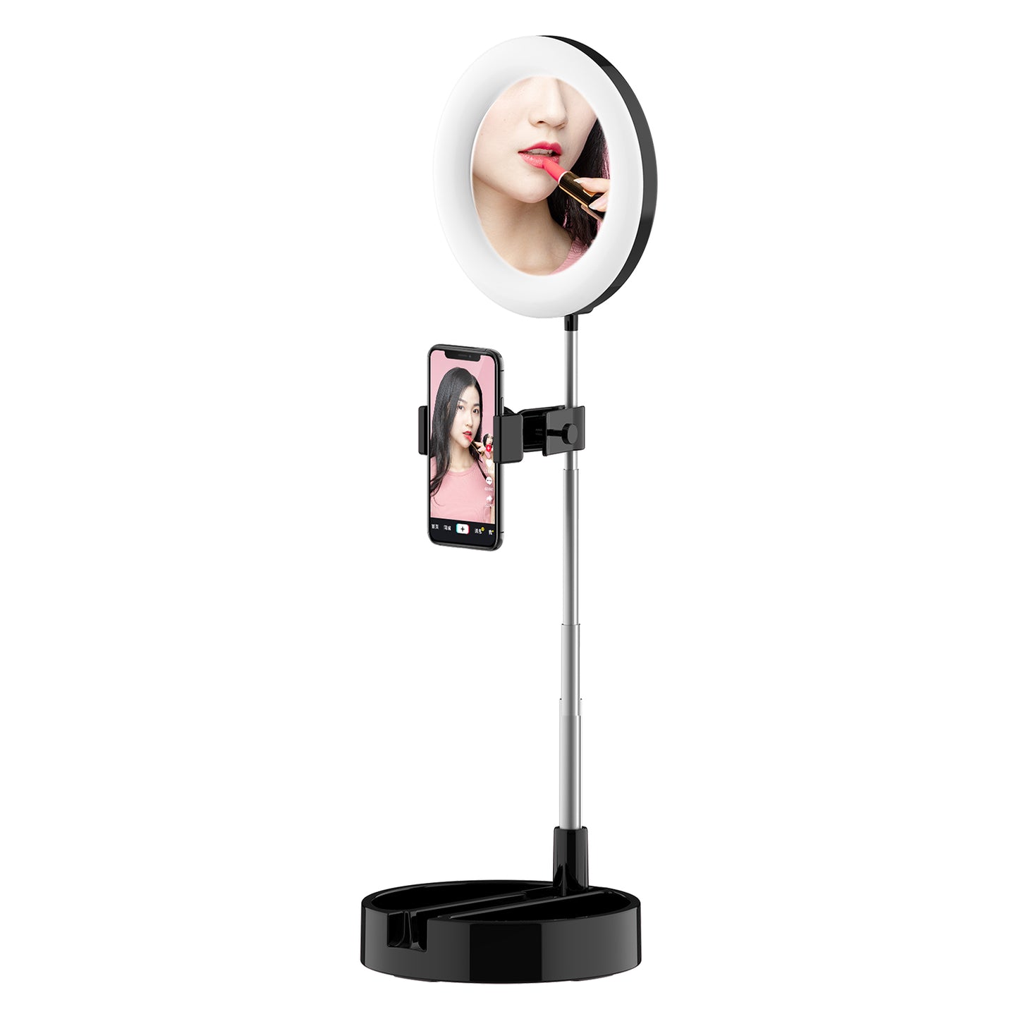 G3 64-LED Foldable Fill Light Mobile Phone Live Broadcast Bracket - Black