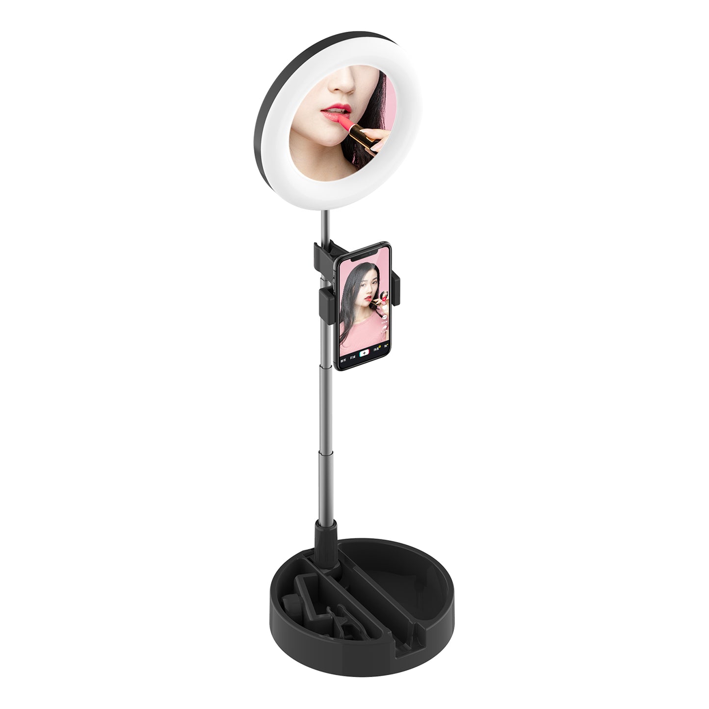 G3 64-LED Foldable Fill Light Mobile Phone Live Broadcast Bracket - Black