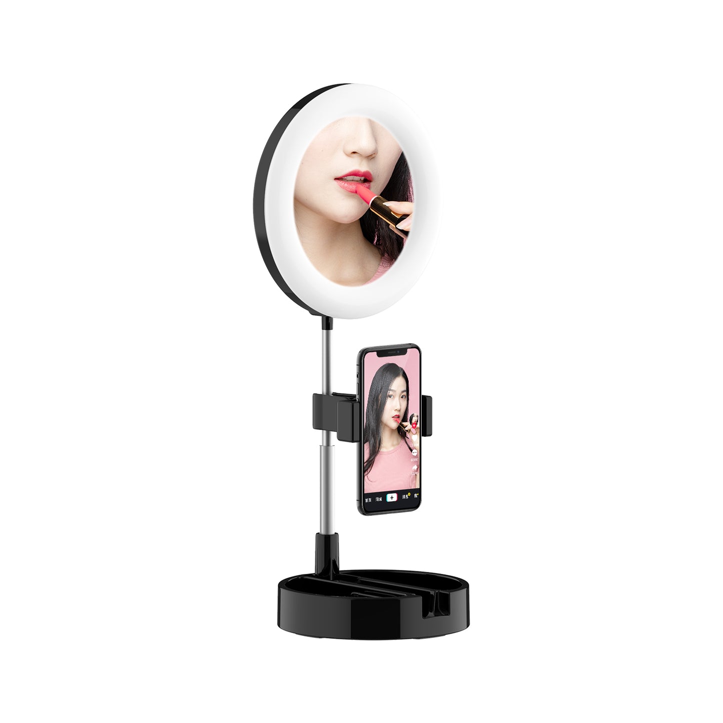 G3 64-LED Foldable Fill Light Mobile Phone Live Broadcast Bracket - Black