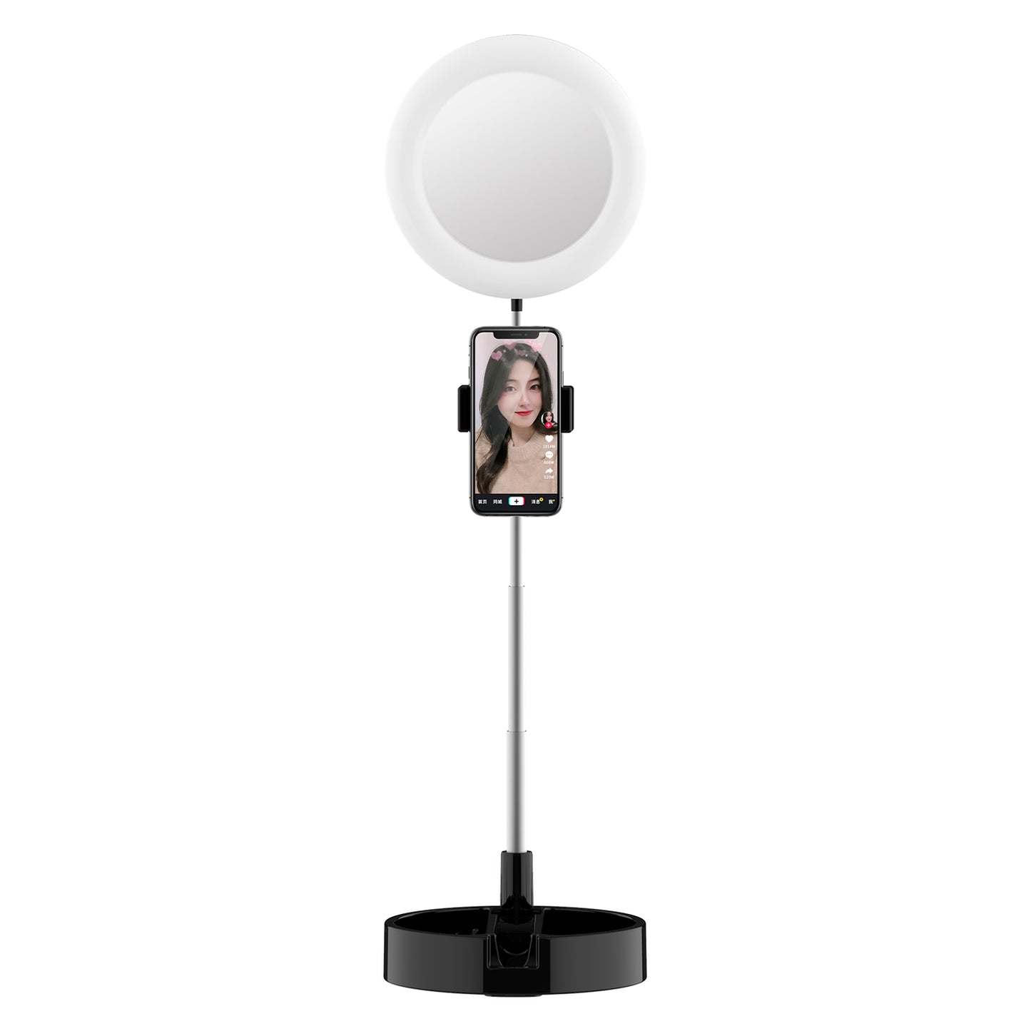 G3 64-LED Foldable Fill Light Mobile Phone Live Broadcast Bracket - Black