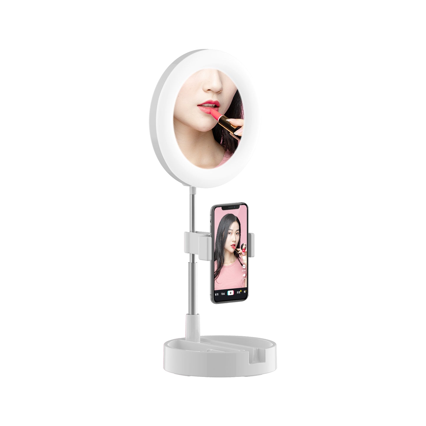 G3 64-LED Foldable Fill Light Mobile Phone Live Broadcast Bracket - White