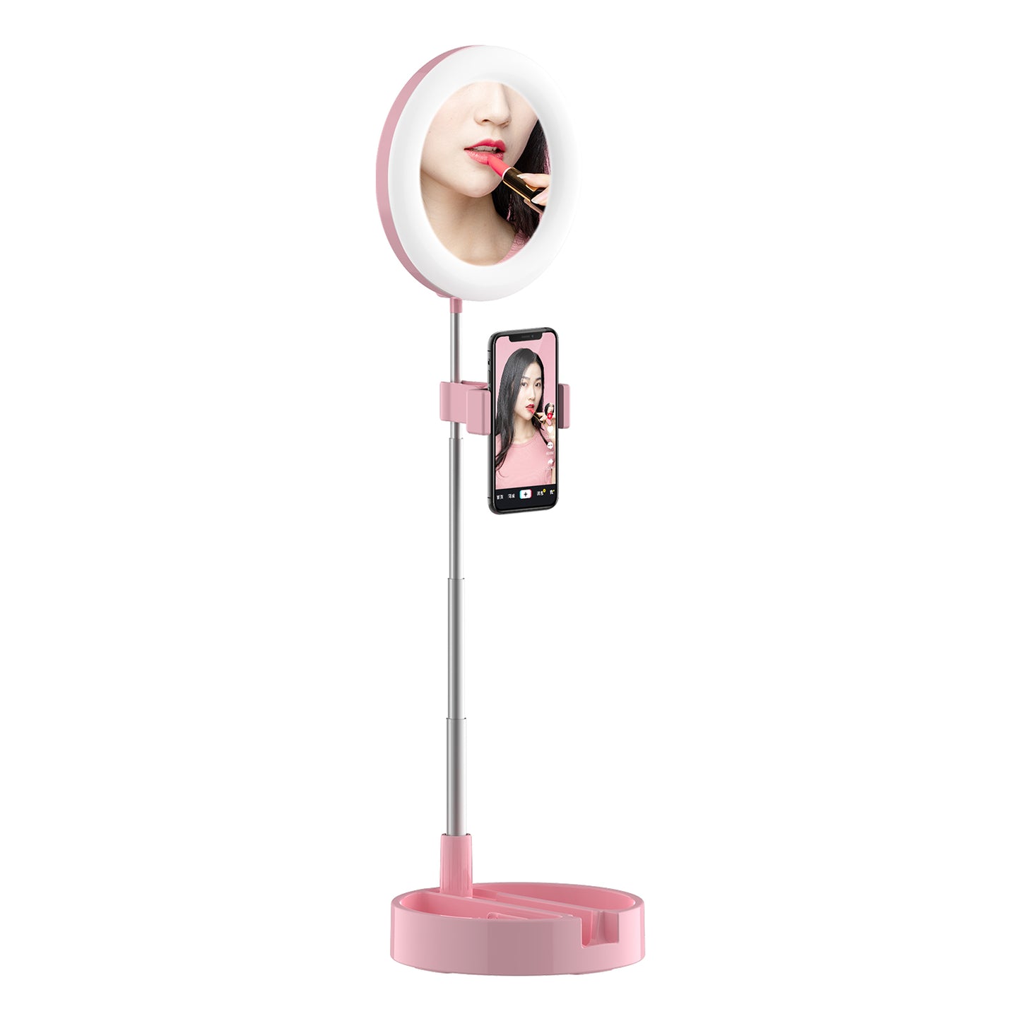 G3 64-LED Foldable Fill Light Mobile Phone Live Broadcast Bracket - Pink