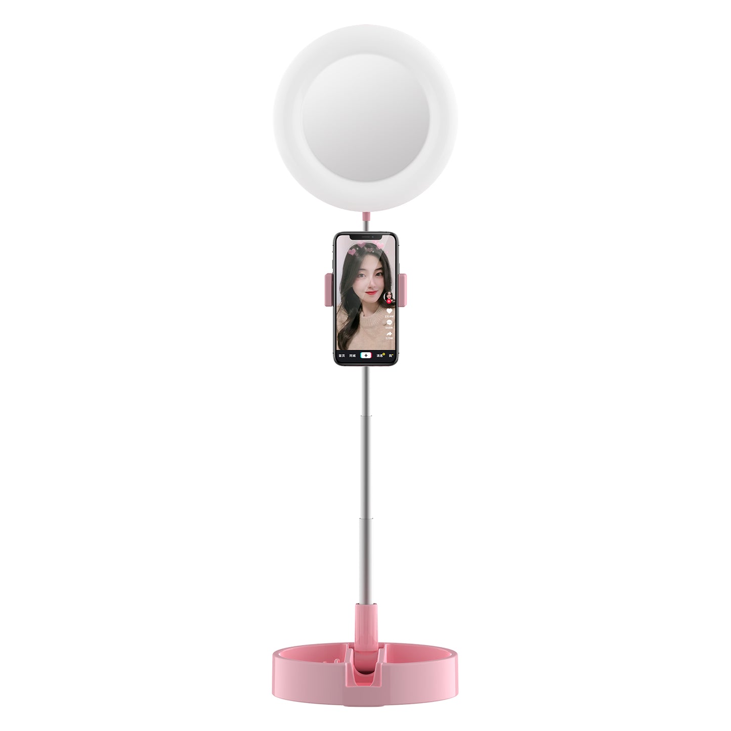 G3 64-LED Foldable Fill Light Mobile Phone Live Broadcast Bracket - Pink