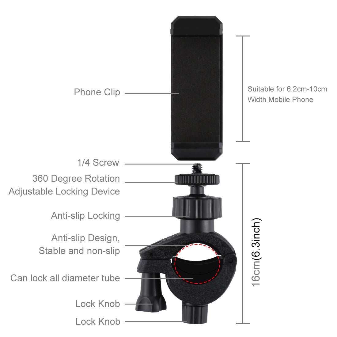 Puluz Handlebar Adapter Mount Phone Clamp Bracket
