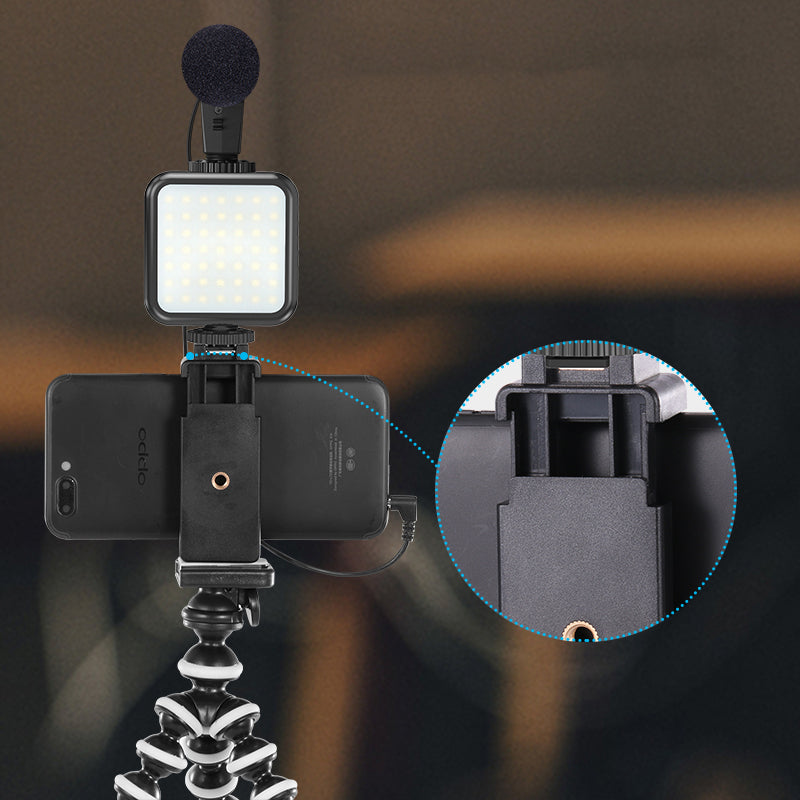 KIT-03LM Vlogging Live Streaming Kit with Microphone Tripod Phone Holder Fill Light