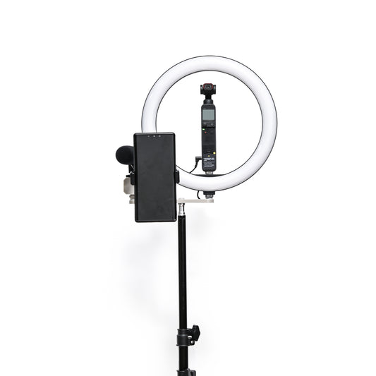 Uniqkart 10-inch LED Ring Vlogging Video Light with Phone Bracket and Tripod Stand for DJI OSMO Pocket 2