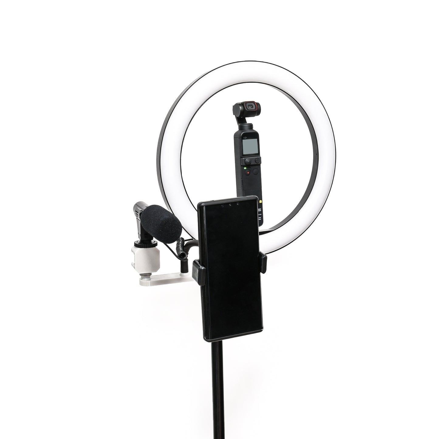 Uniqkart 10-inch LED Ring Vlogging Video Light with Phone Bracket and Tripod Stand for DJI OSMO Pocket 2