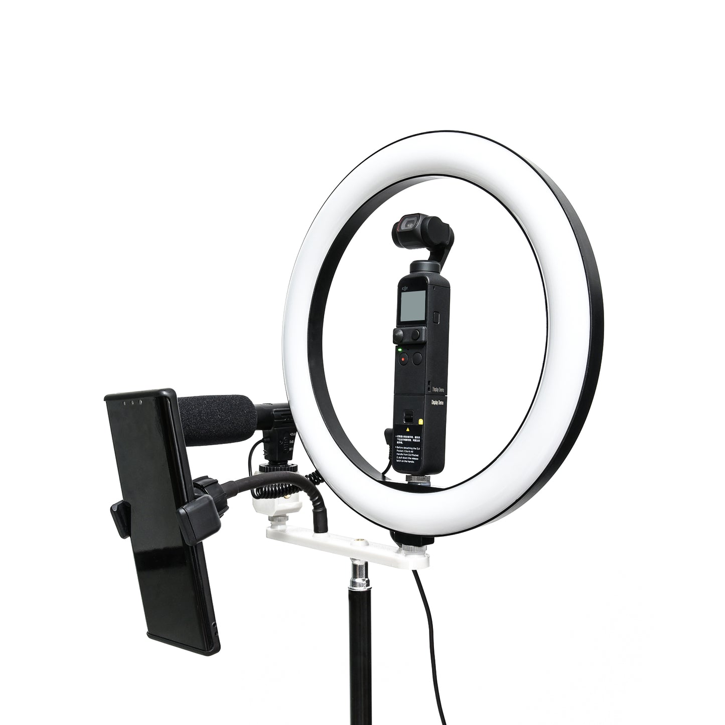 Uniqkart 10-inch LED Ring Vlogging Video Light with Phone Bracket and Tripod Stand for DJI OSMO Pocket 2
