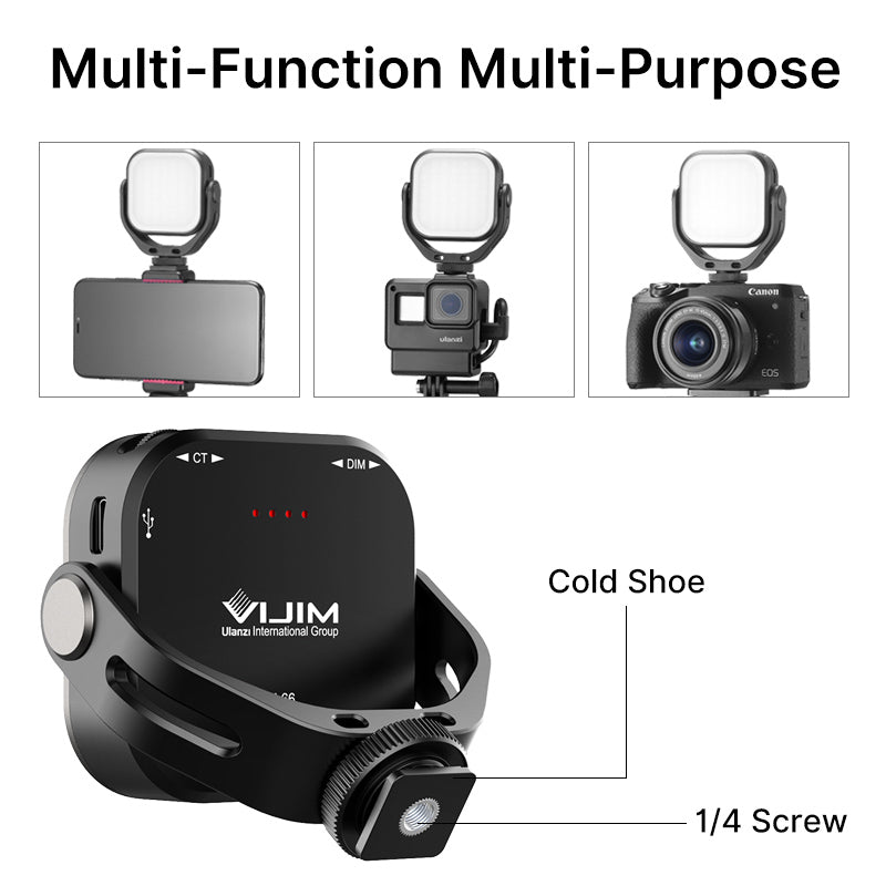 VIJIM VL66 360 Degree Bi-color Rotary Fill Light LED Video Light Mini Rechargeable Dimmable Camera Light