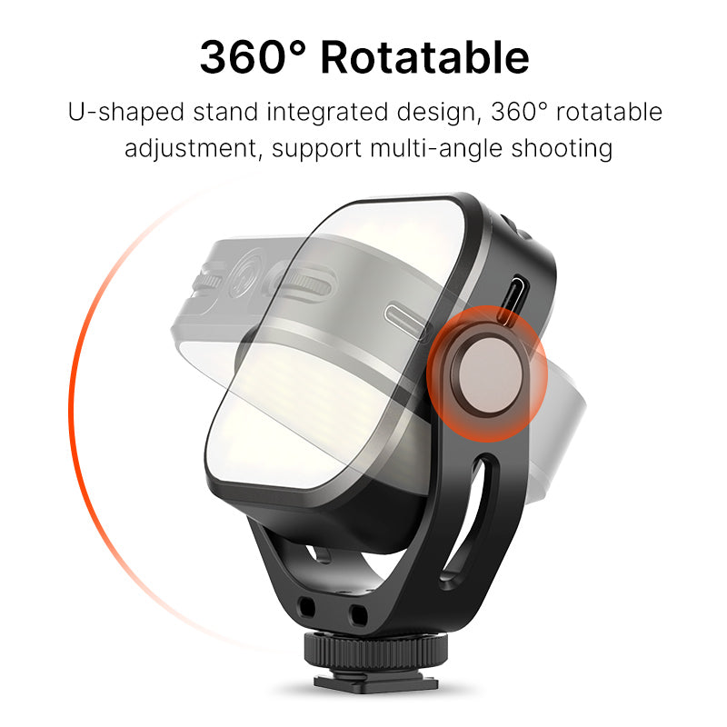 VIJIM VL66 360 Degree Bi-color Rotary Fill Light LED Video Light Mini Rechargeable Dimmable Camera Light