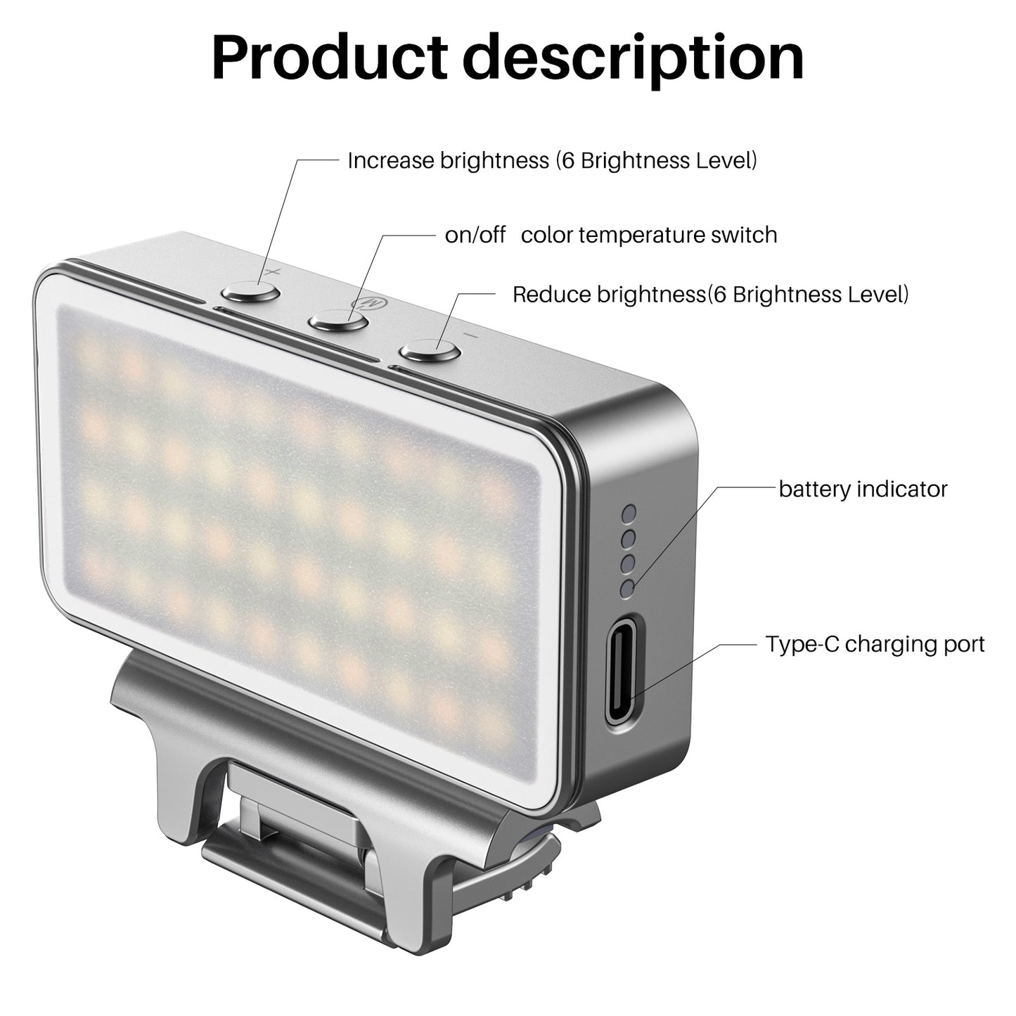 VIJIM CL08 Clip-on LED Video Light Computer Video Conference Lighting 3 Modes 3000K-7000K for PC Laptop Live Streaming