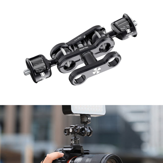 TELESIN TE-MUB-001 Magic Arm 360&#176; Rotation Double Ball Head with 1/4inch Screw Mount Adapter for DSLR Cameras Video Light Microphone