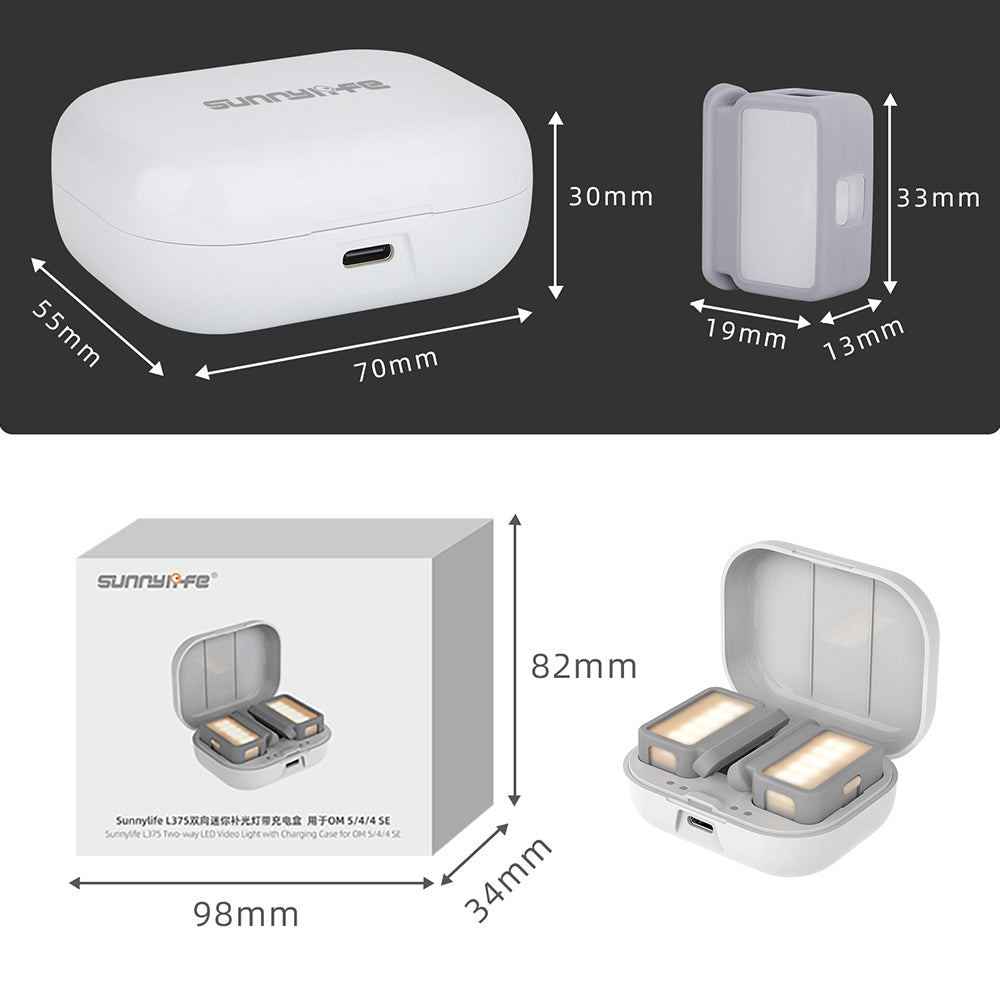 Uniqkart L375 for DJI OM 5/4/SE Gimbal Handheld Stabilizer Two-way Fill Light Vlog Video Recording LED Lamp with Charging Case