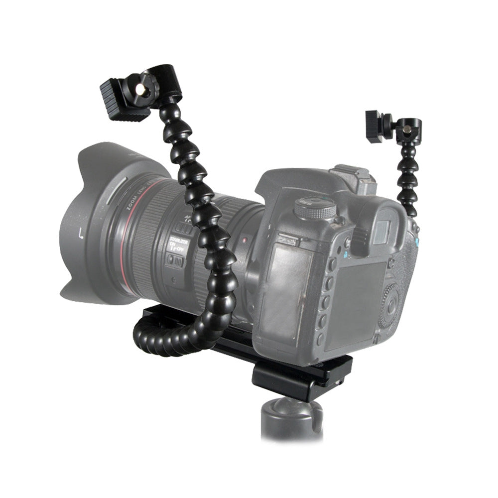 SLR Camera Dual Fill Light Holder Stand Multifunction Hot Shoe Base Bracket