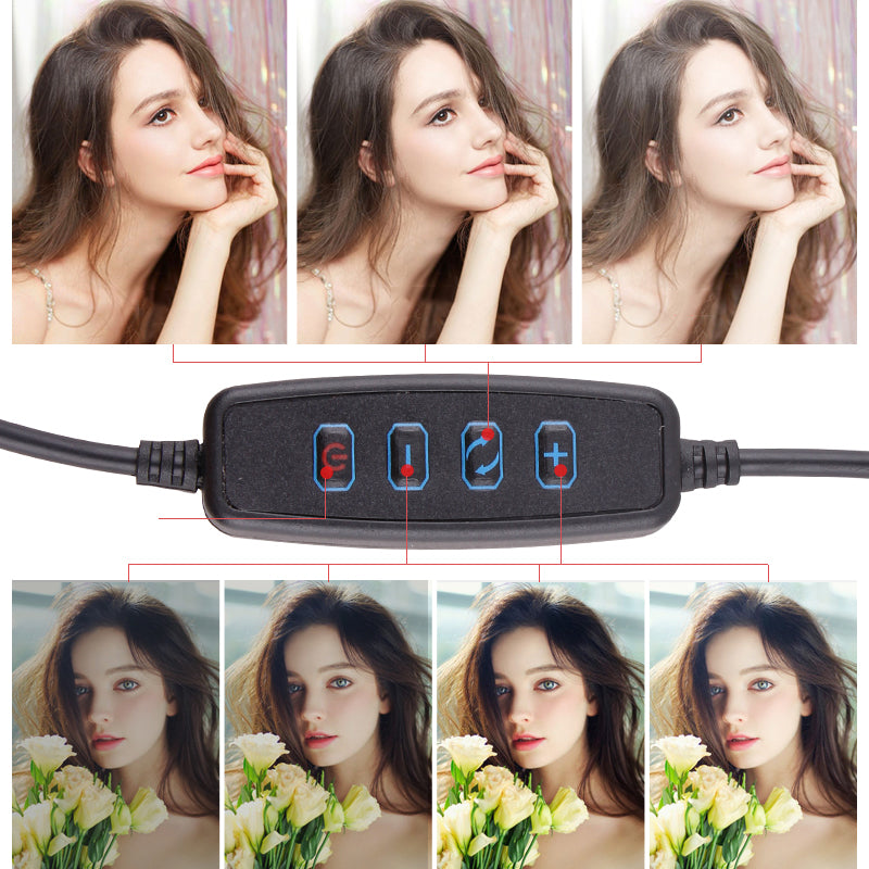 Ring Photography Fill Light Set [Ring Light+160cm Tripod Stand+2 Phone Clip Brackets]