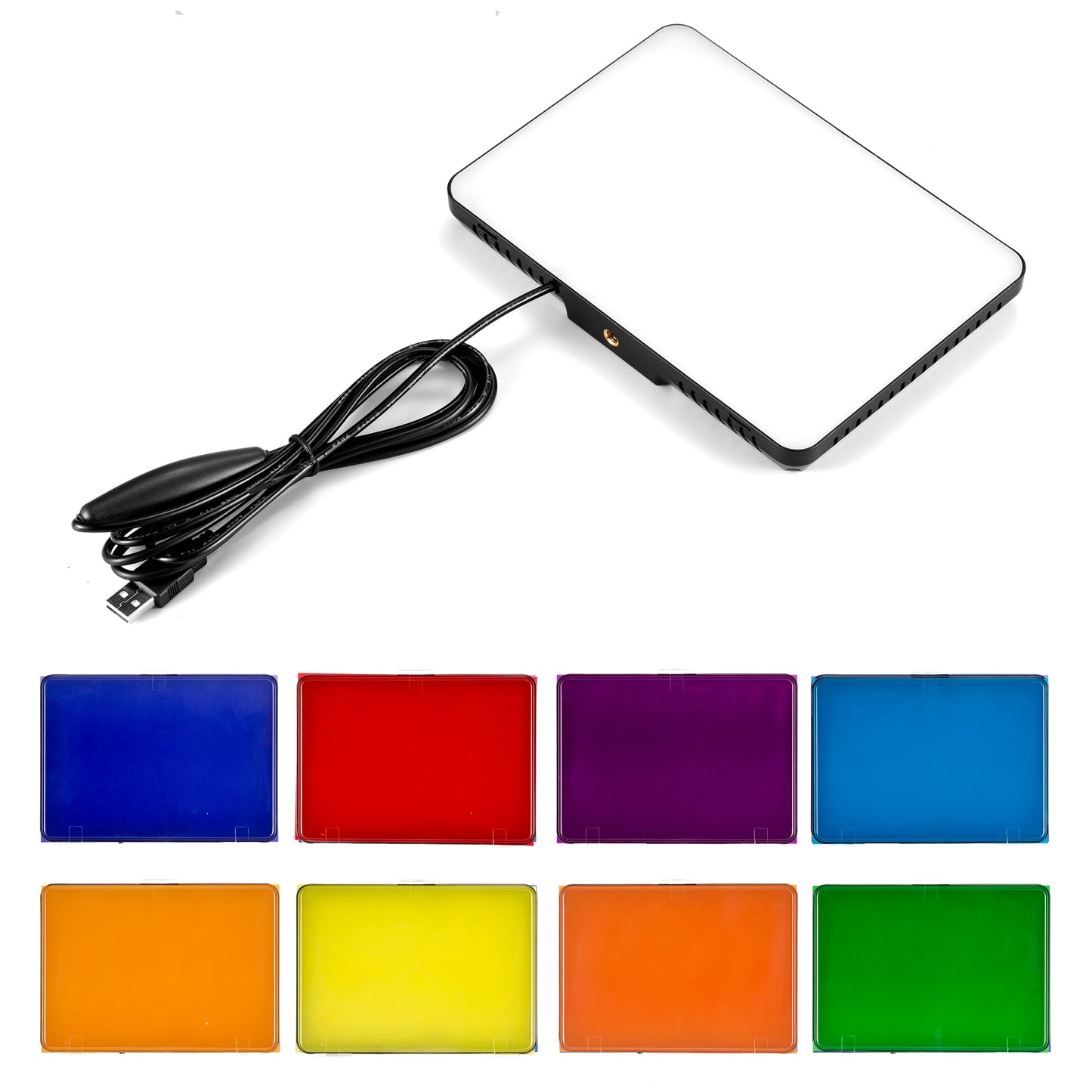 T132 Dimmable USB LED Video Light with Color Filters for