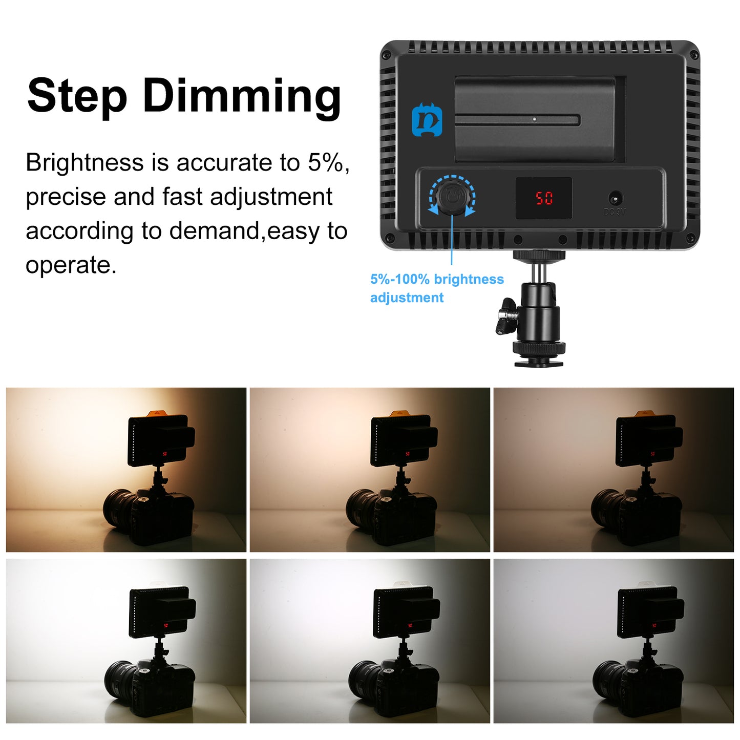 Puluz PU4117 176 LEDs 12W 3300-5600K Dimmable Studio Light for Video and Photo Shooting