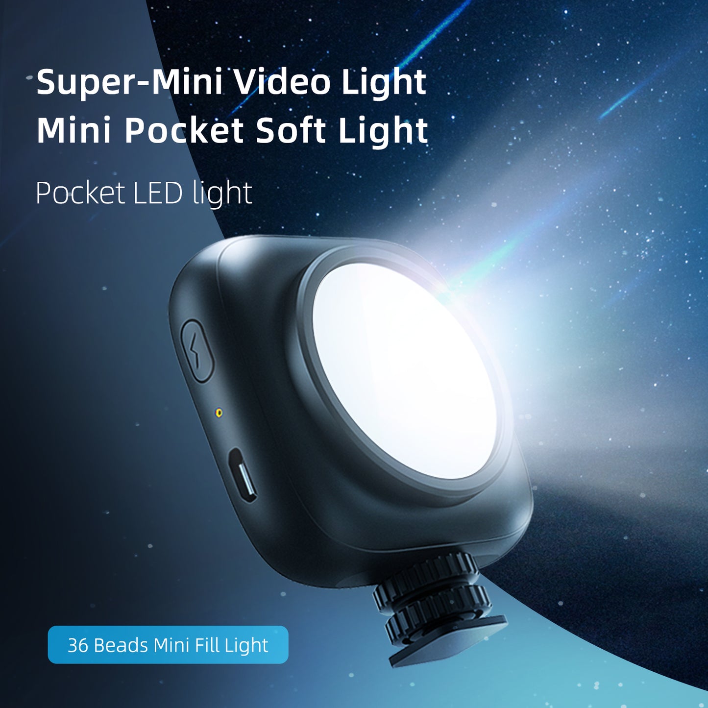 Uniqkart TE-BGD-001 LED Video Fill Light Photography Lighting with Cold Shoe 1/4 Screw Hole for Smartphone DSLR SLR Action Camera