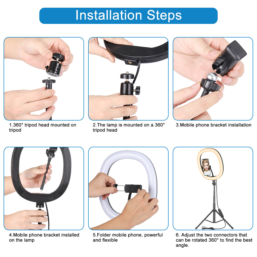 RMD-11 12 inch Dimmable Selfie Ring Light RGB Tripod Phone Stand Holder Colorful Photography Fill Light