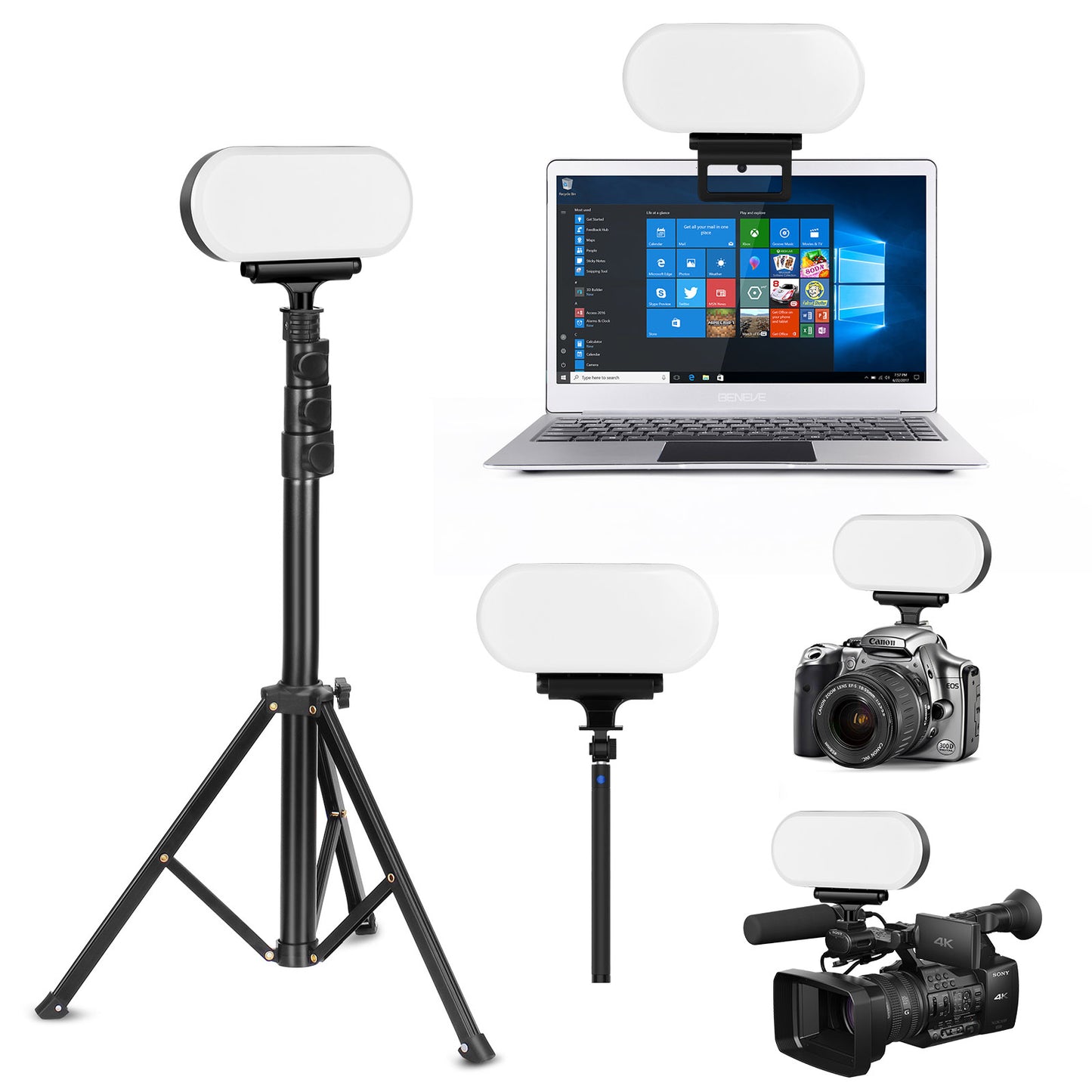 Z2 Oval LED Video Light Panel 3 Lighting Modes Bi-color Dimmable Live Stream Video Photo Fill Lamp with Adapters