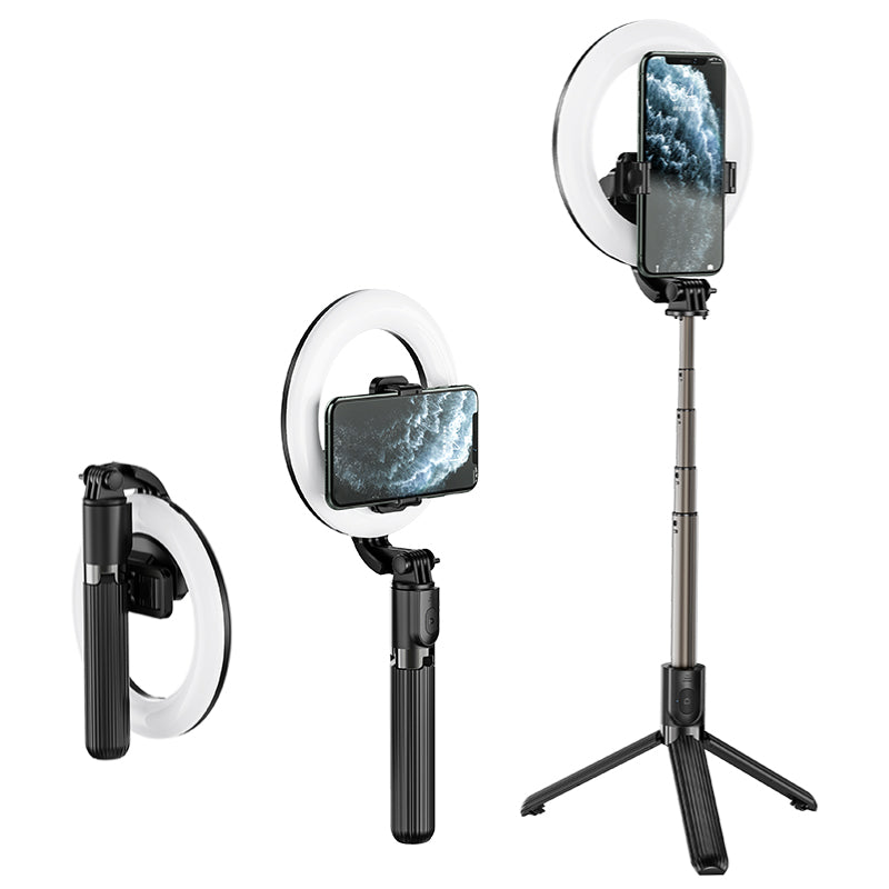 Uniqkart LV03 Photography Selfie Lamp LED Fill Light Lamp Ring with Tripod Stand for Makeup Live Broadcast