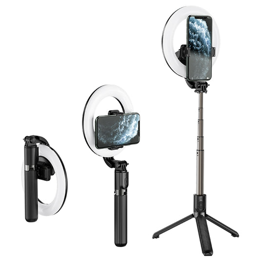 Uniqkart LV03 Photography Selfie Lamp LED Fill Light Lamp Ring with Tripod Stand for Makeup Live Broadcast