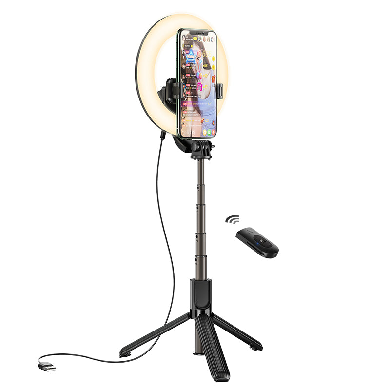 Uniqkart LV03 Photography Selfie Lamp LED Fill Light Lamp Ring with Tripod Stand for Makeup Live Broadcast