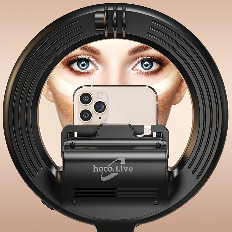 Uniqkart LV03 Photography Selfie Lamp LED Fill Light Lamp Ring with Tripod Stand for Makeup Live Broadcast