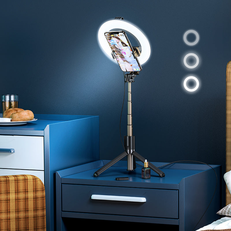 Uniqkart LV03 Photography Selfie Lamp LED Fill Light Lamp Ring with Tripod Stand for Makeup Live Broadcast