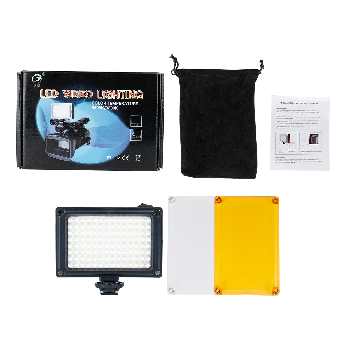 Uniqkart 112 LED Phone Video Light Photographic Lighting for Youtube Live Streaming Dimmable Bi-color Temperature LED Lamp