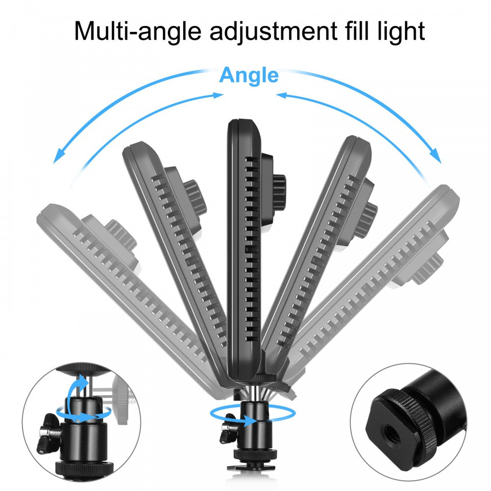 128B LED Video Light 12W Dimmable Panel Light Photo Studio Live Photography Fill Light 3300-5600K with Remote Control