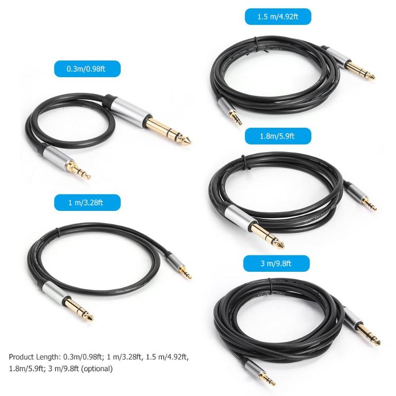 3m Stereo Aux Cable 3.5mm Male to 6.35mm Male TRS Jack Aux Conversion Cord for Mixer Amplifier