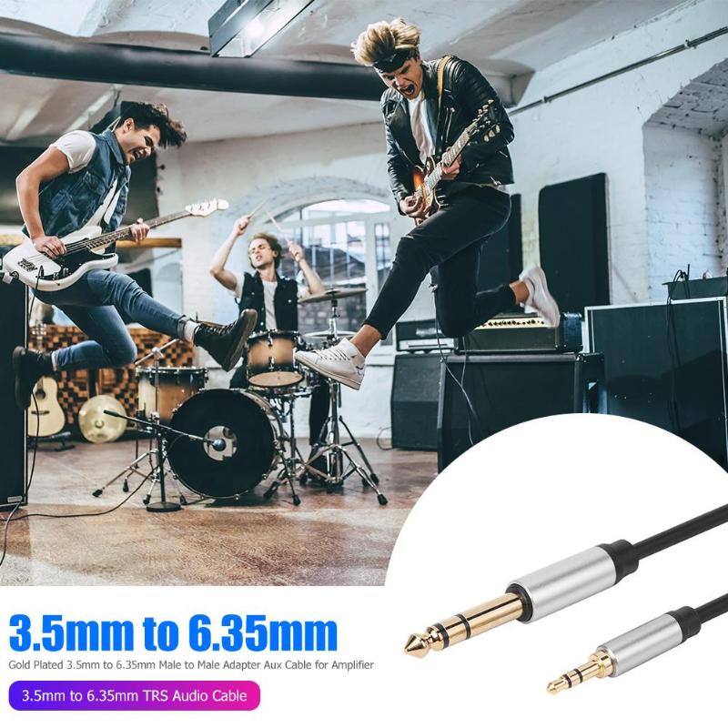 3m Stereo Aux Cable 3.5mm Male to 6.35mm Male TRS Jack Aux Conversion Cord for Mixer Amplifier
