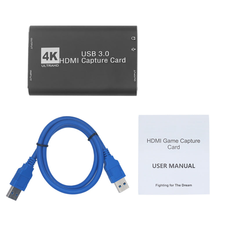 Video Capture Card with 4K 1080P HDMI 3.5mm Headphone Microphone Audio Video USB 3.0 Ports for Game Recording Live Streaming Broadcasting