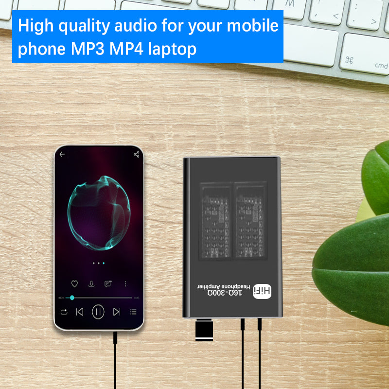 Headphone Amplifier Portable Amp 3.5mm Audio Rechargeable HiFi Earphone Headphone Amplifier with 97cm USB Cable
