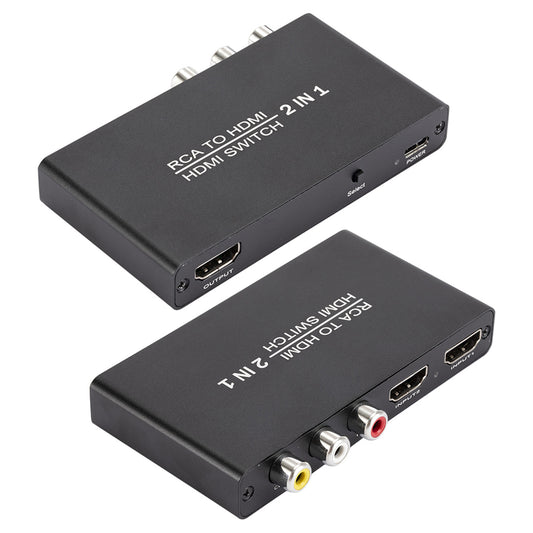 3 in 1 Output HDMI Converter Multi-port RCA to 2 HDMI Adapter Support 3840 x 2160/30Hz Home Theater for HDTV Projector