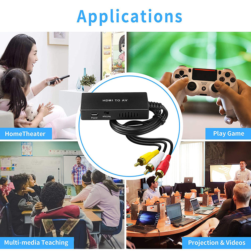 1080P HDMI Port to RCA Converter AV Digital TV Adapter for Projectors TV Box Blue-Ray DVD