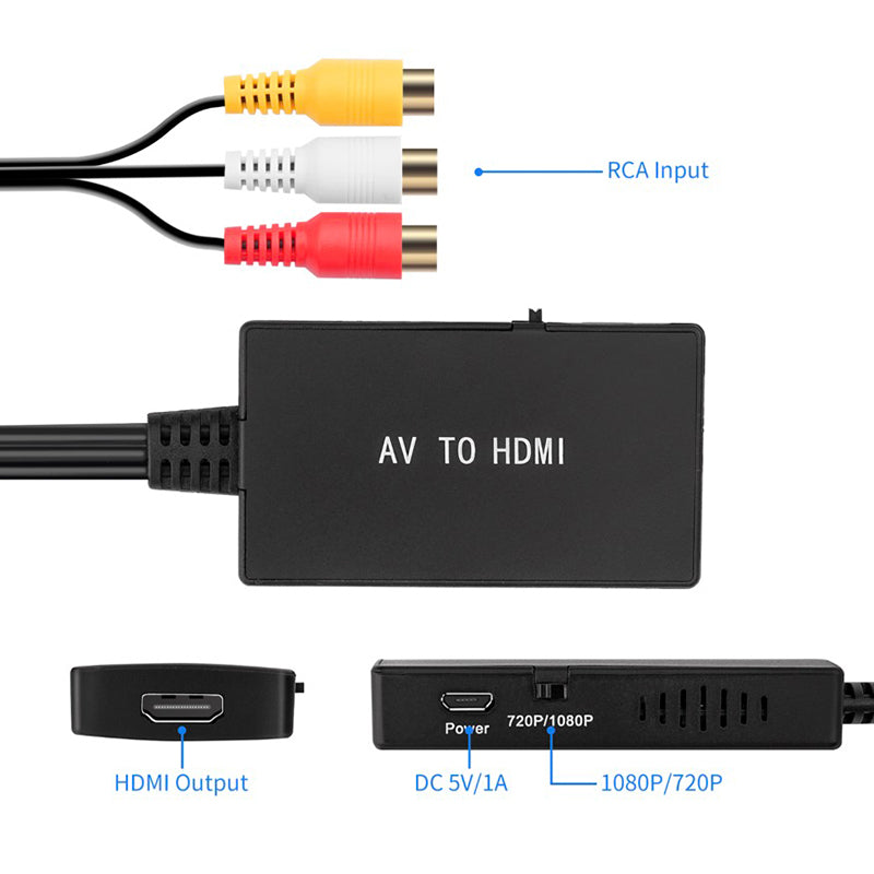AV to HDMI 1080P Video Output PAL/NTSC4 Converter RCA Digital TV Adapter for Projectors TV Box Blue-Ray DVD