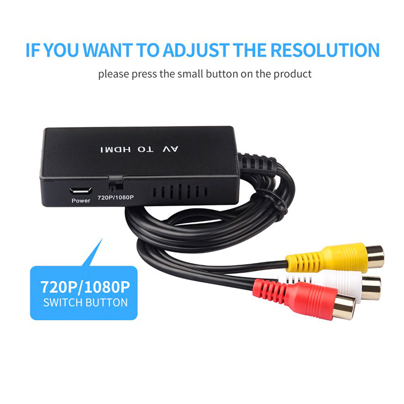 AV to HDMI 1080P Video Output PAL/NTSC4 Converter RCA Digital TV Adapter for Projectors TV Box Blue-Ray DVD
