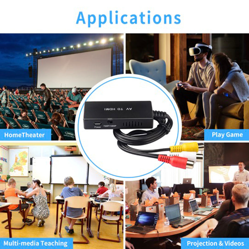 AV to HDMI 1080P Video Output PAL/NTSC4 Converter RCA Digital TV Adapter for Projectors TV Box Blue-Ray DVD