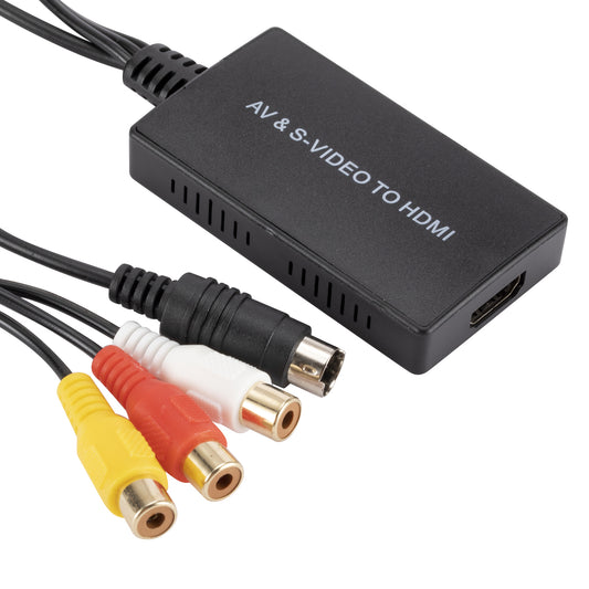 AV + Video to HDMI Adapter Svideo+Audio R/L to HDMI Converter Compatible with Nintendo 64/Wii/PS2/PS3