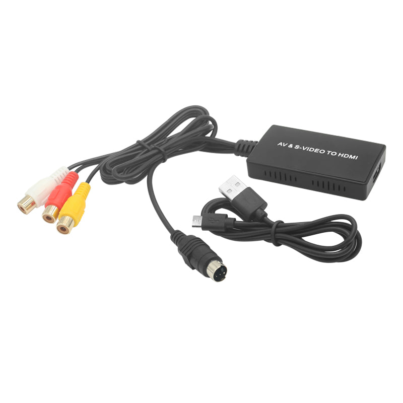 AV + Video to HDMI Adapter Svideo+Audio R/L to HDMI Converter Compatible with Nintendo 64/Wii/PS2/PS3
