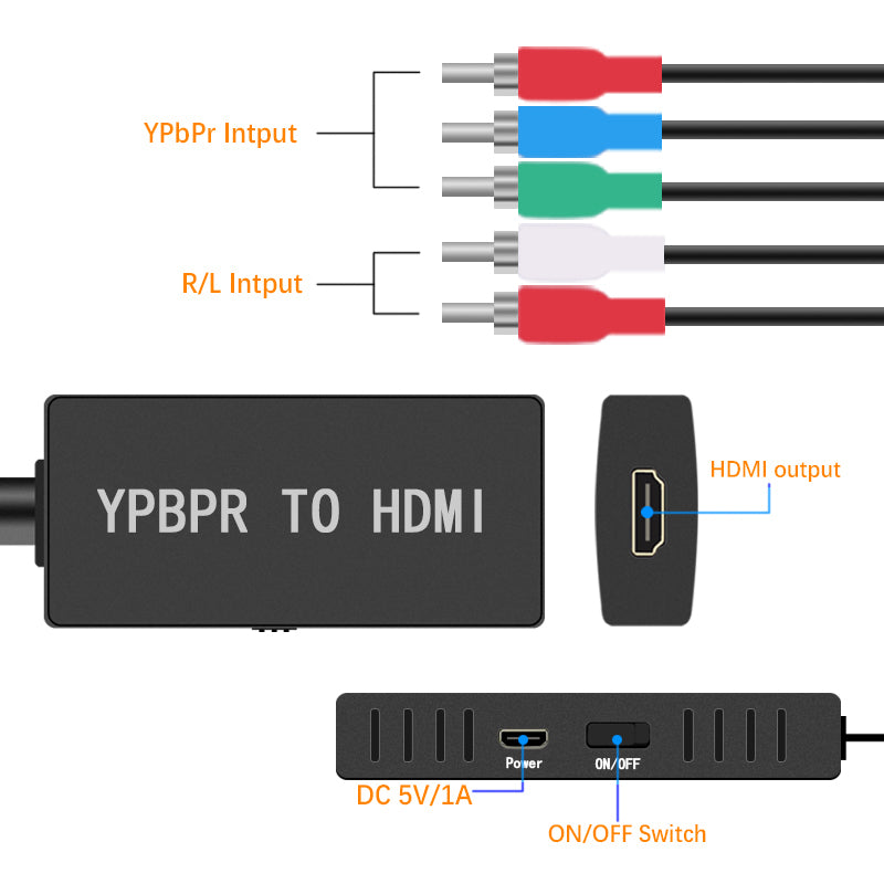 HD Component YPbPr to HDMI HD Video Adapter RGB to HDMI Converter Compatible with PS2 Xbox