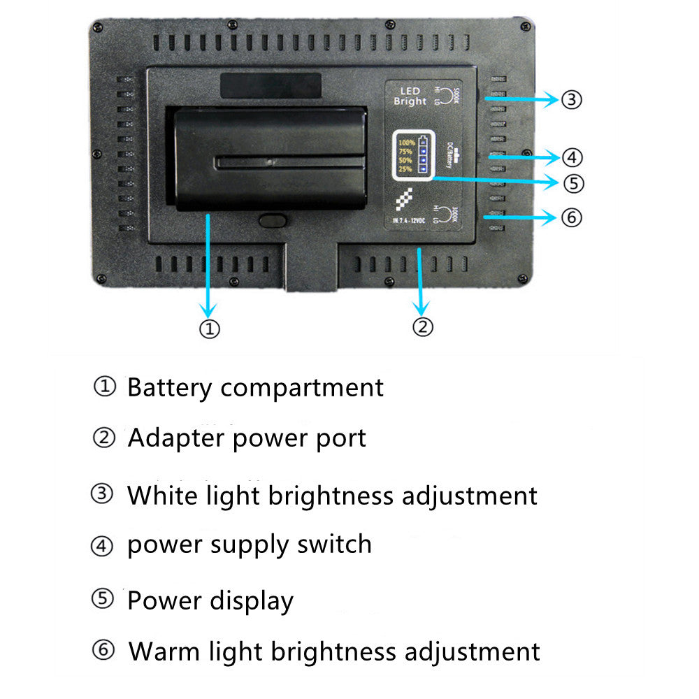 Portable LED Video Light 520 LEDs with 2500mAh NP-F550 Battery Fill Light for for Photo Studio Shooting
