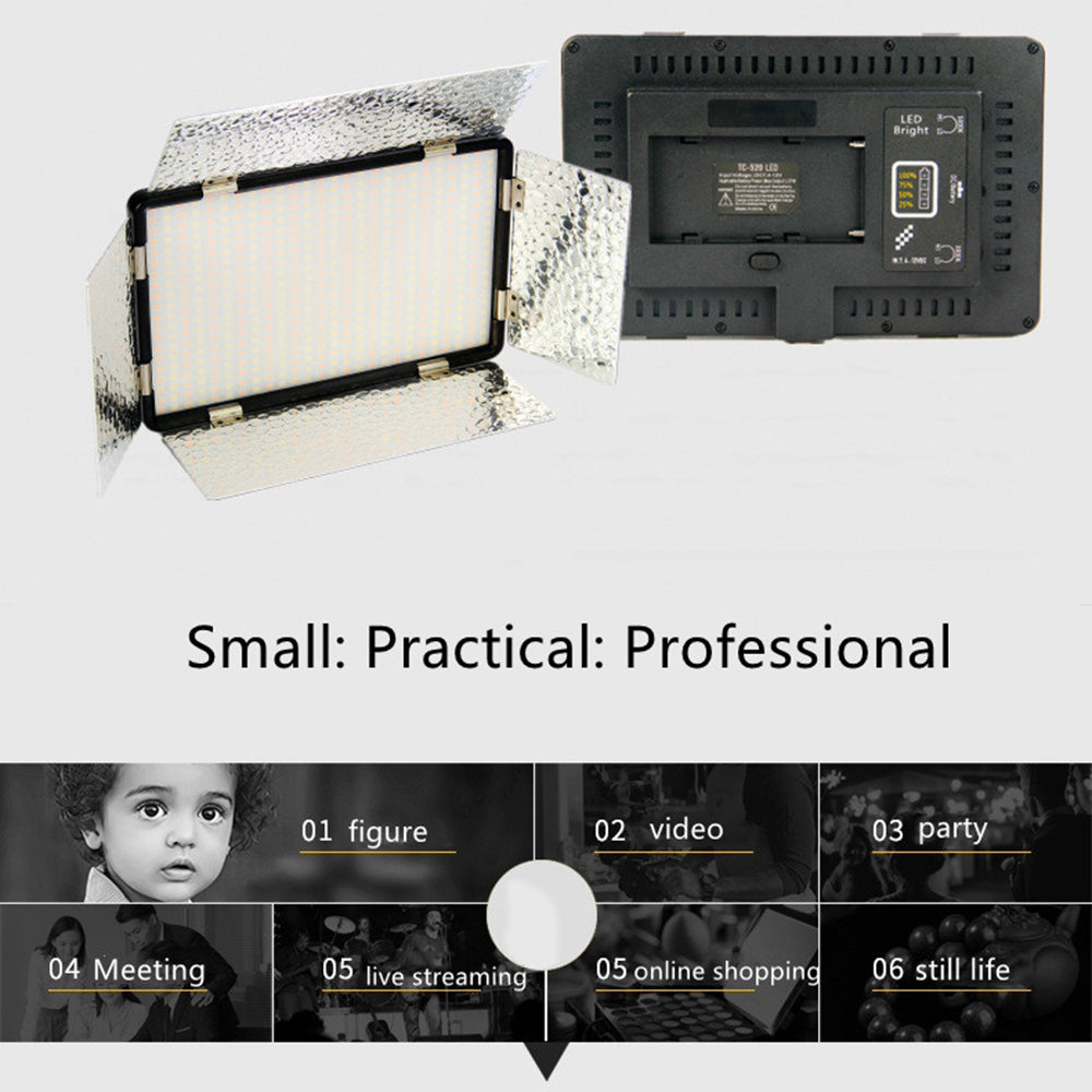 Portable LED Video Light 520 LEDs with 2500mAh NP-F550 Battery Fill Light for for Photo Studio Shooting