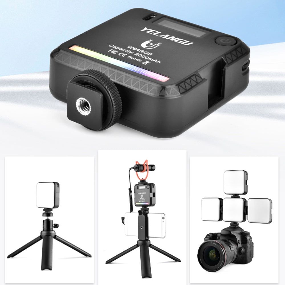 Yelangu RGB64 Portable RGB LED Camera Video Light Mini Rechargeable Photography Lighting