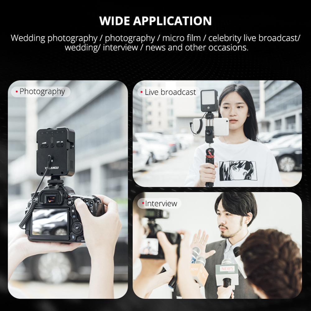 Yelangu LED02 Portable RGB LED Camera Video Light Voice Recorder Mini Rechargeable Photography Lighting